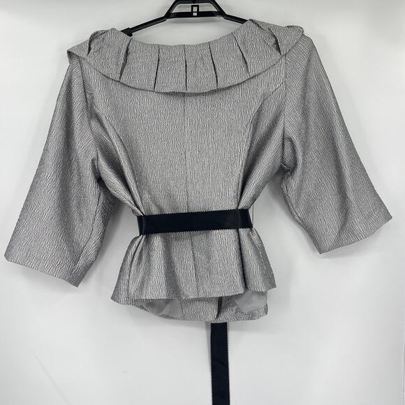 Dressbarn Collection Ruffle Collar Cocktail Womens Jacket Sz 20W Retro Glam Belt - Picture 8 of 13